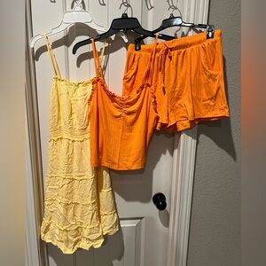 Hot Kiss Yellow and Orange Swim Coverup Trio